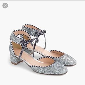 J. Crew collection glitter ankle tie shoes